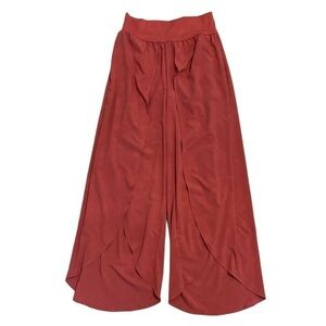 NWT Halara Kapok Red Breezeful High Waist Palazzo Flowy Split Wide Leg Pant Sz M
